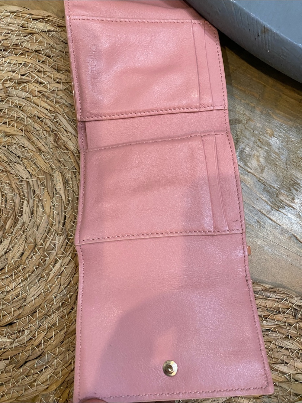 Lady Dior Lotus Quilted Patent Leather Cannage Wallet in Peachy Pink - Picture 5 of 13
